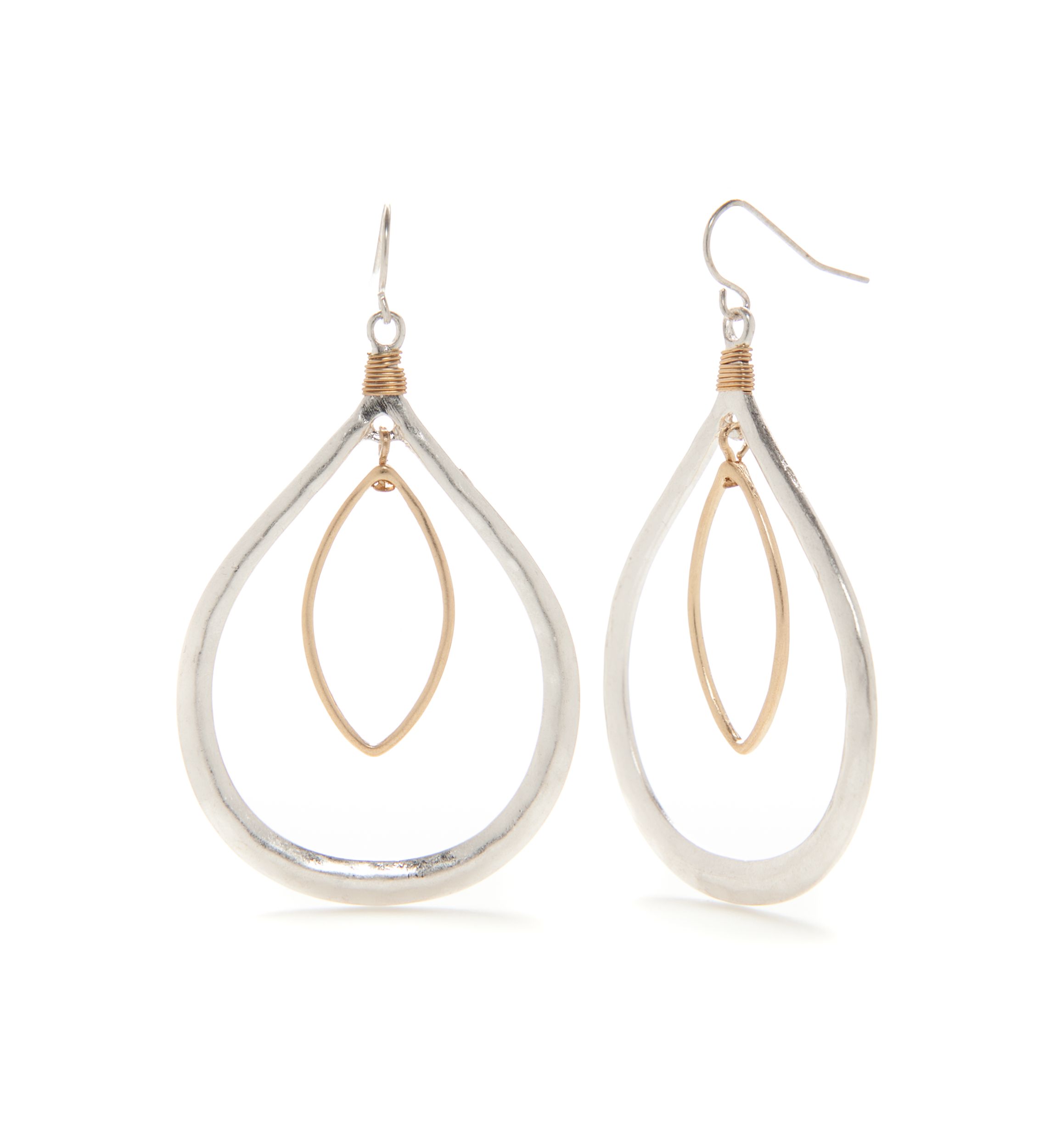 Two-Tone Oval Orbital Teardrop Earrings
