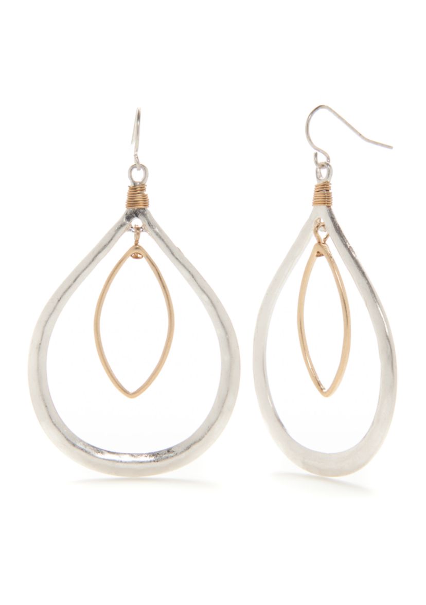Two-Tone Oval Orbital Teardrop Earrings