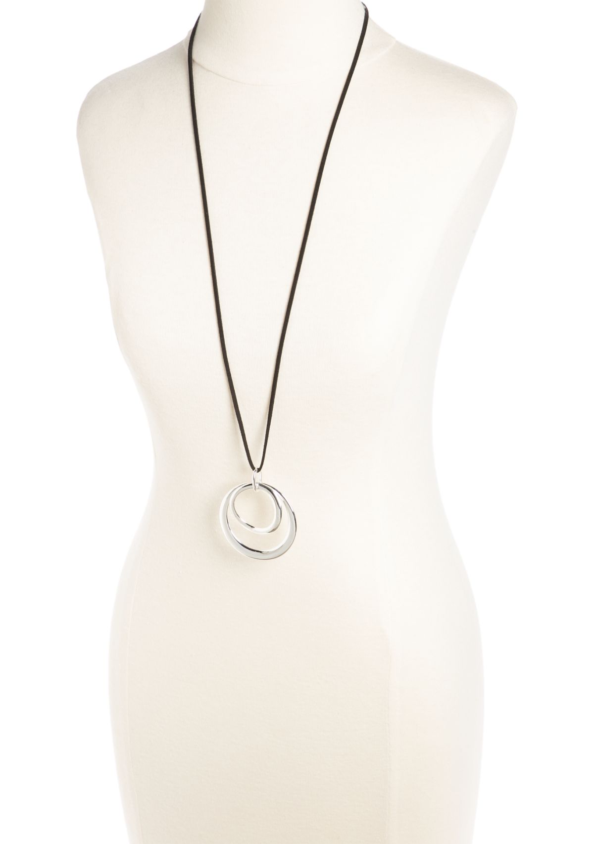 Double Open Ring Pendant Necklace