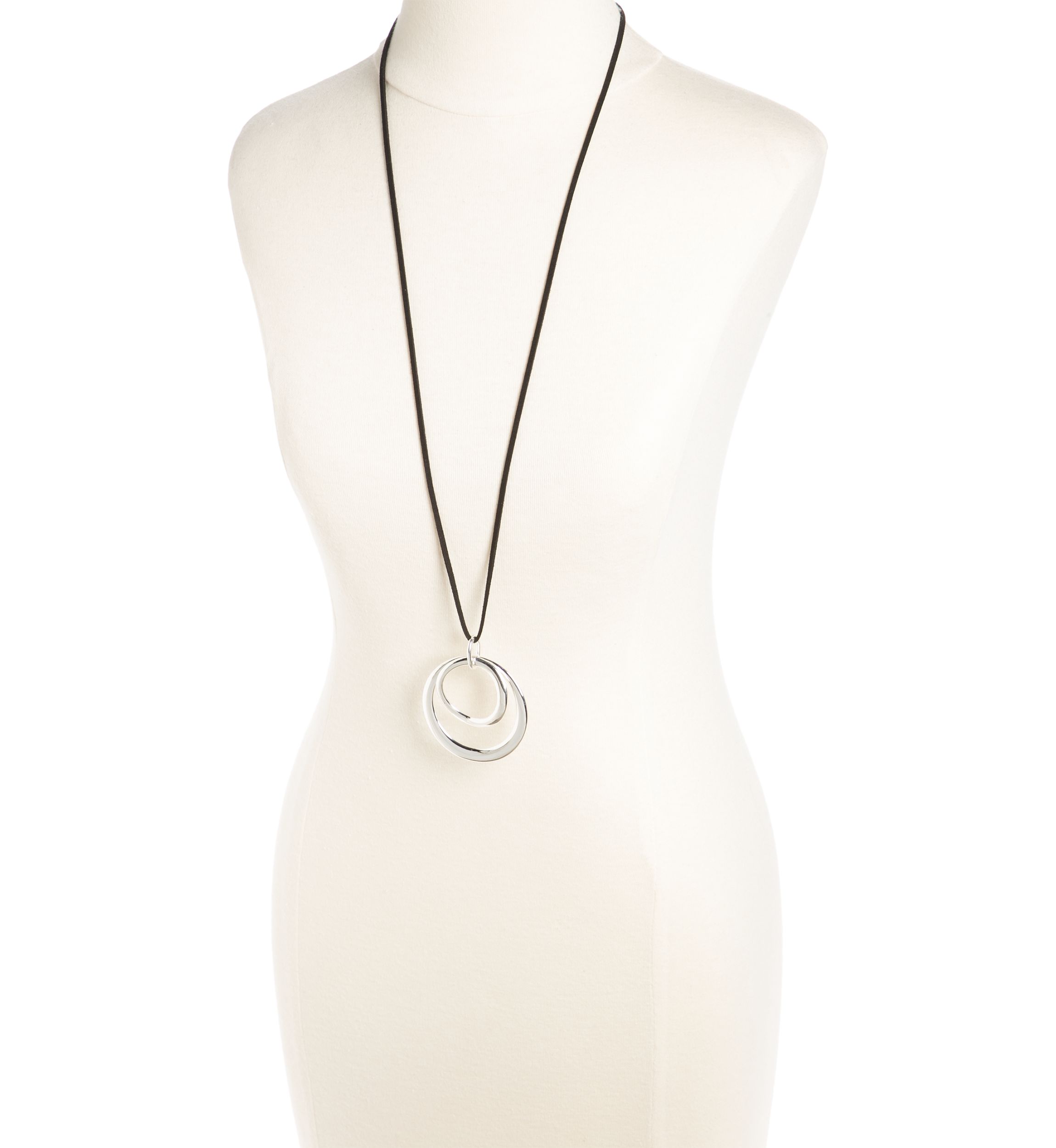 Double Open Ring Pendant Necklace