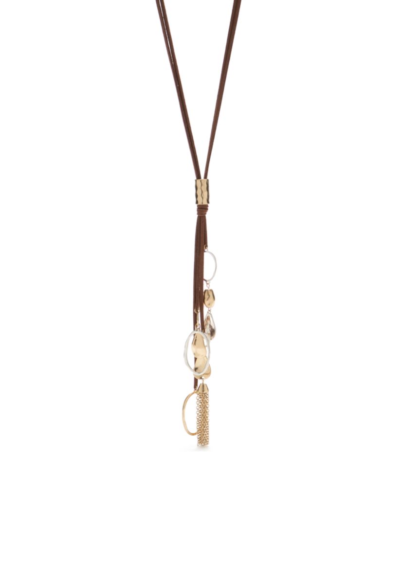 2 Tone Tassel Drop Necklace