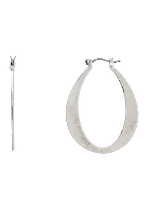 Belk Silver Tone Click Flattened Oval Hoop Earrings