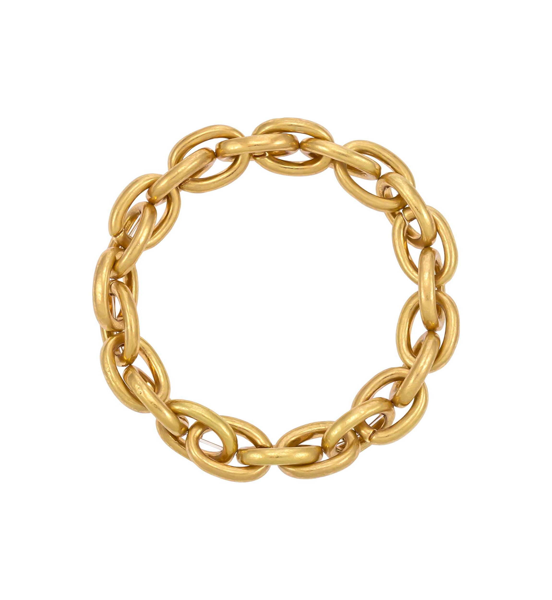 Gold Tone Chain Link Stretch Bracelet 