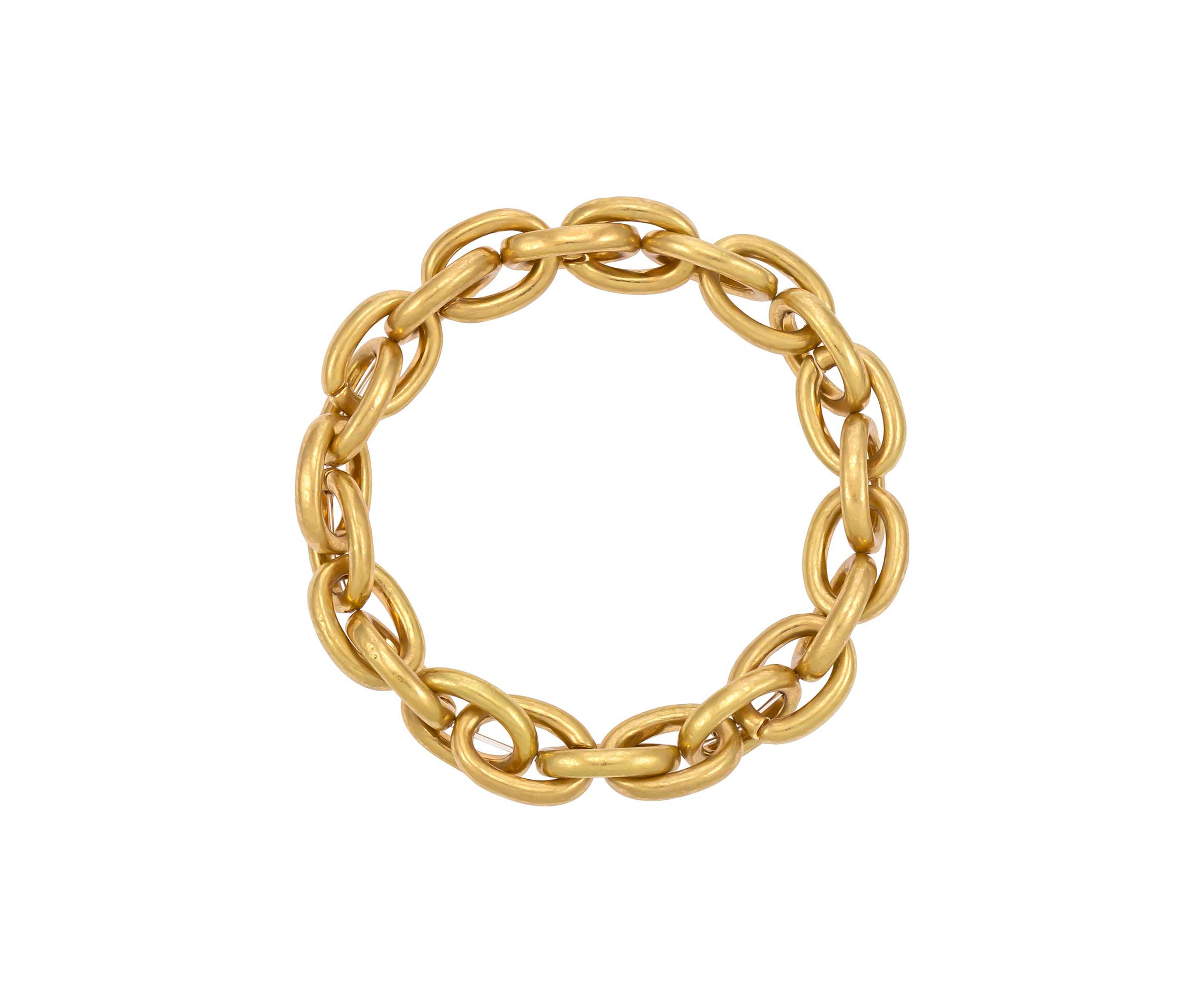 Gold Tone Chain Link Stretch Bracelet 