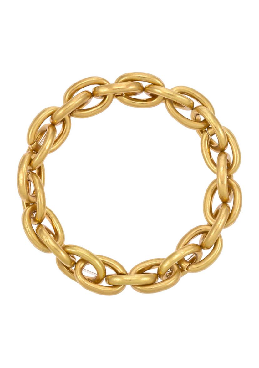 Gold Tone Chain Link Stretch Bracelet 