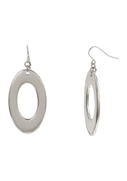 Belk Silver Tone Open Oval Drop Earrings