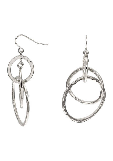 Belk Silver Tone Triple Interlocking Ring Drop Earrings