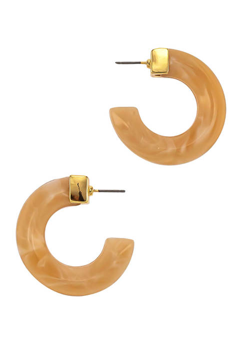 Belk Natural Resin C-Hoop Earrings in Gold Tone