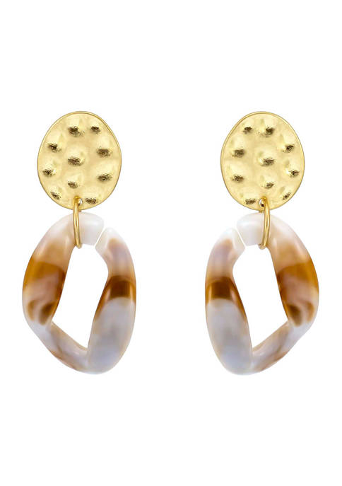 Belk Natural Resin Link Drop Earrings in Gold