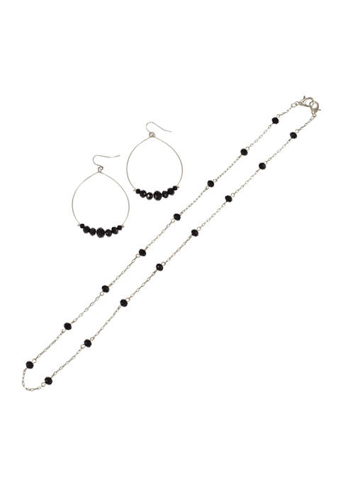 Belk Convertible Mask Holder/Chain Necklace and Earring Set