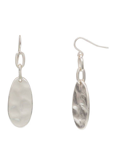 Belk Silver Tone Small Link Oval Drop Earrings