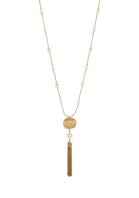 Belk Long Chain with Pearl Stations Necklace with