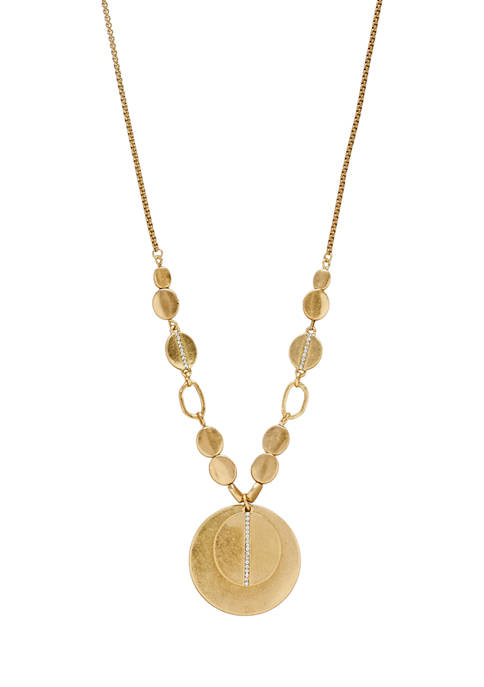 Belk 20 Inch Gold Disc Pendant Necklace