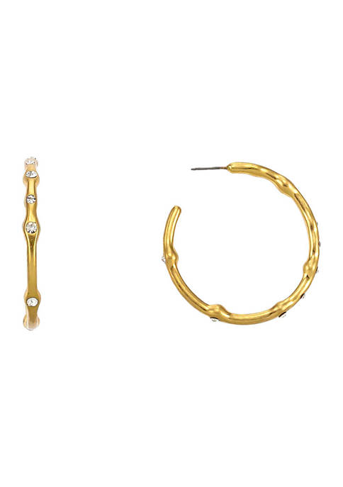 Belk Gold Tone Post Hoop Earrings with Crystal