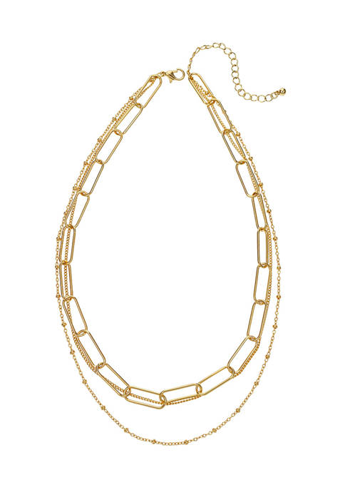 Belk Gold Tone Triple Row Layered Chain Necklace
