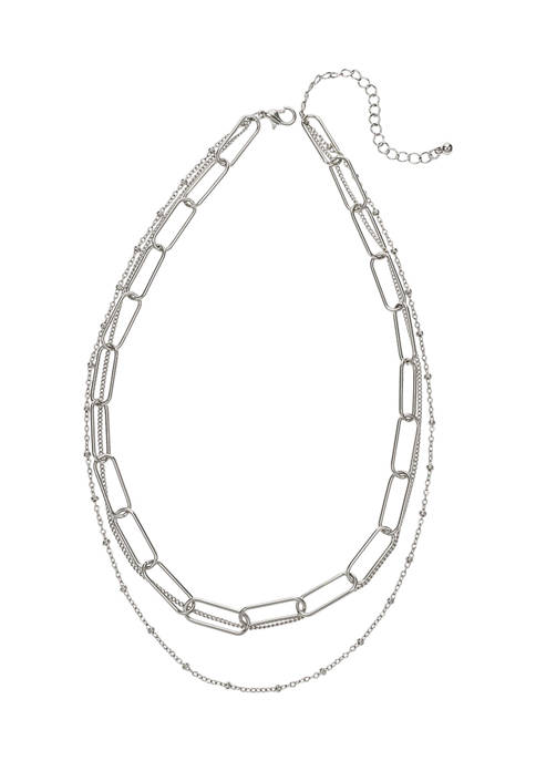 Belk Silver Tone Triple Row Layered Chain Necklace