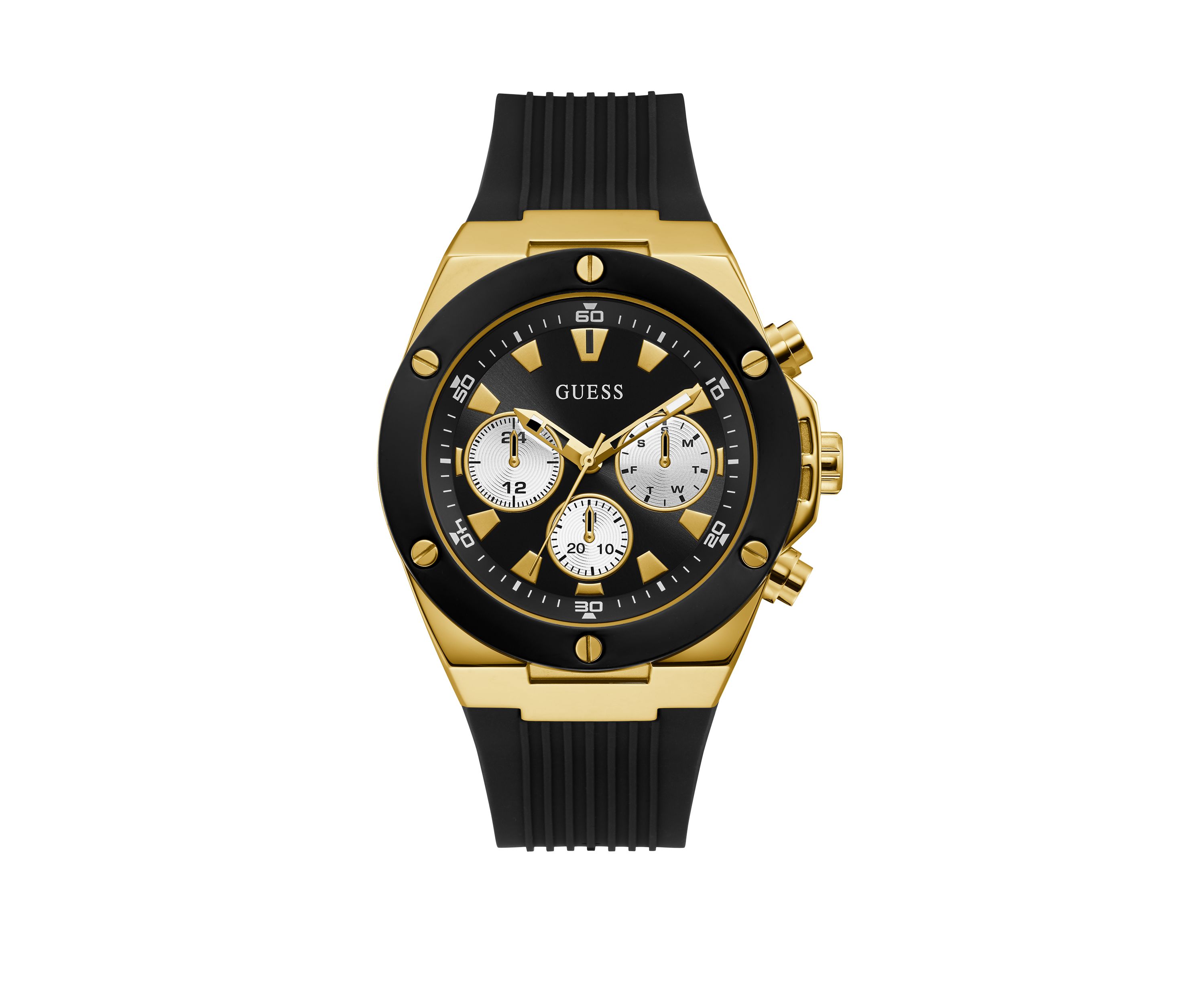 Mens Poseidon Black Gold Tone Watch 