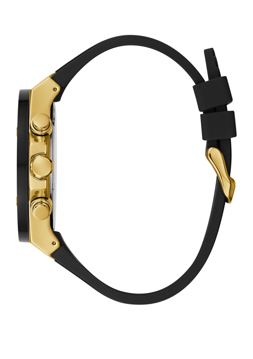 Mens Poseidon Black Gold Tone Watch 