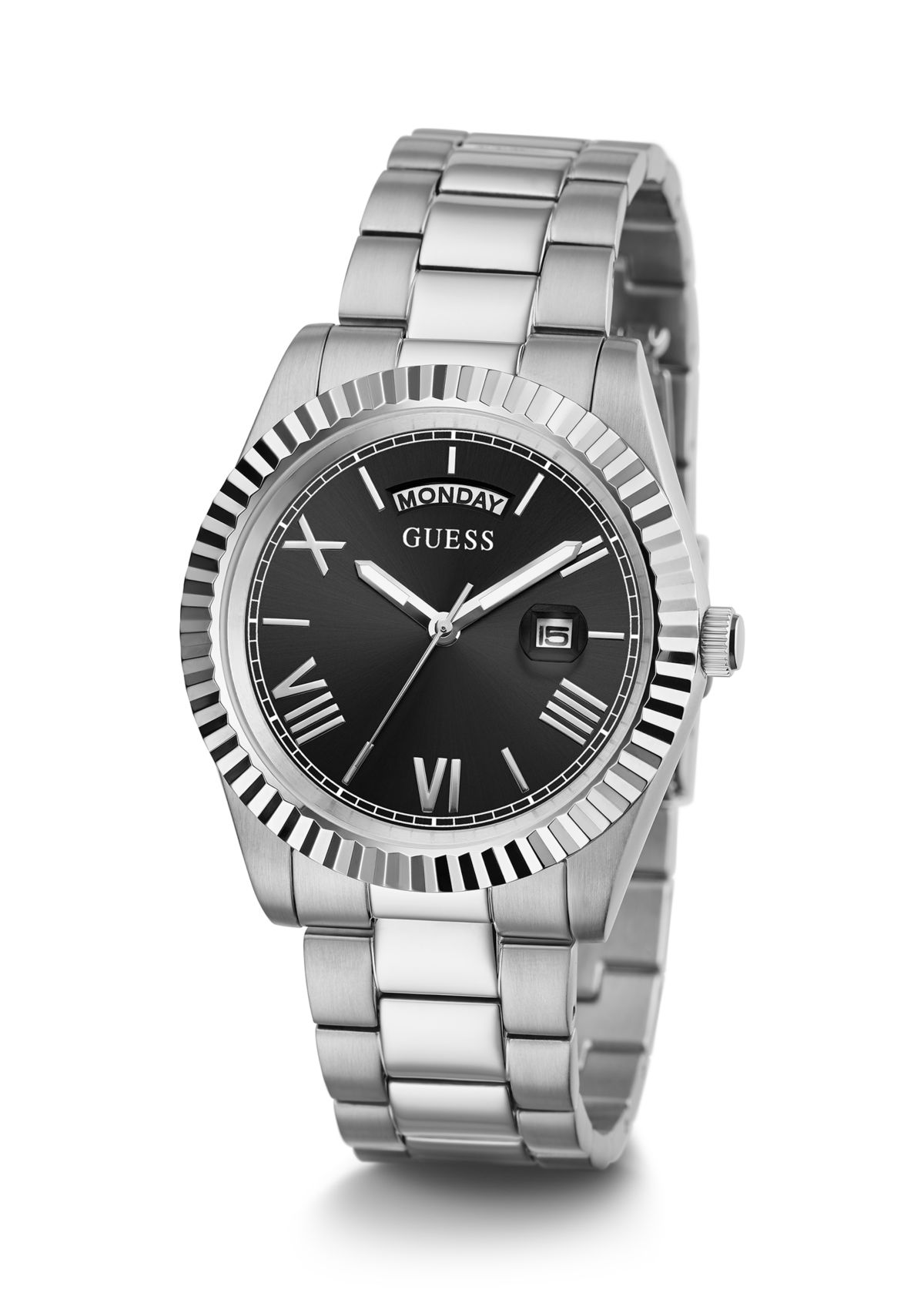 Silver Tone Case Stainless Steel Watch