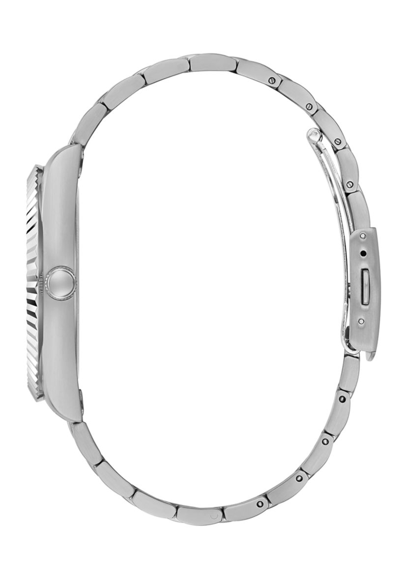 Silver Tone Case Stainless Steel Watch