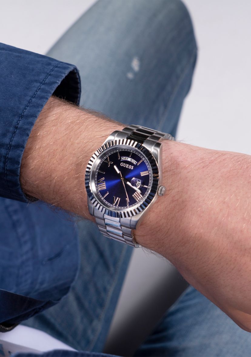 Silver Tone Case Stainless Steel Watch