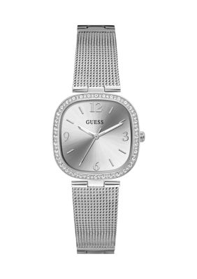 Guess Women's Silver Tone Case Stainless Steel Mesh Watch