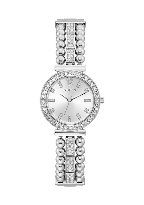 GUESS® Triple Stand Silver Tone Stainless Steel Watch
