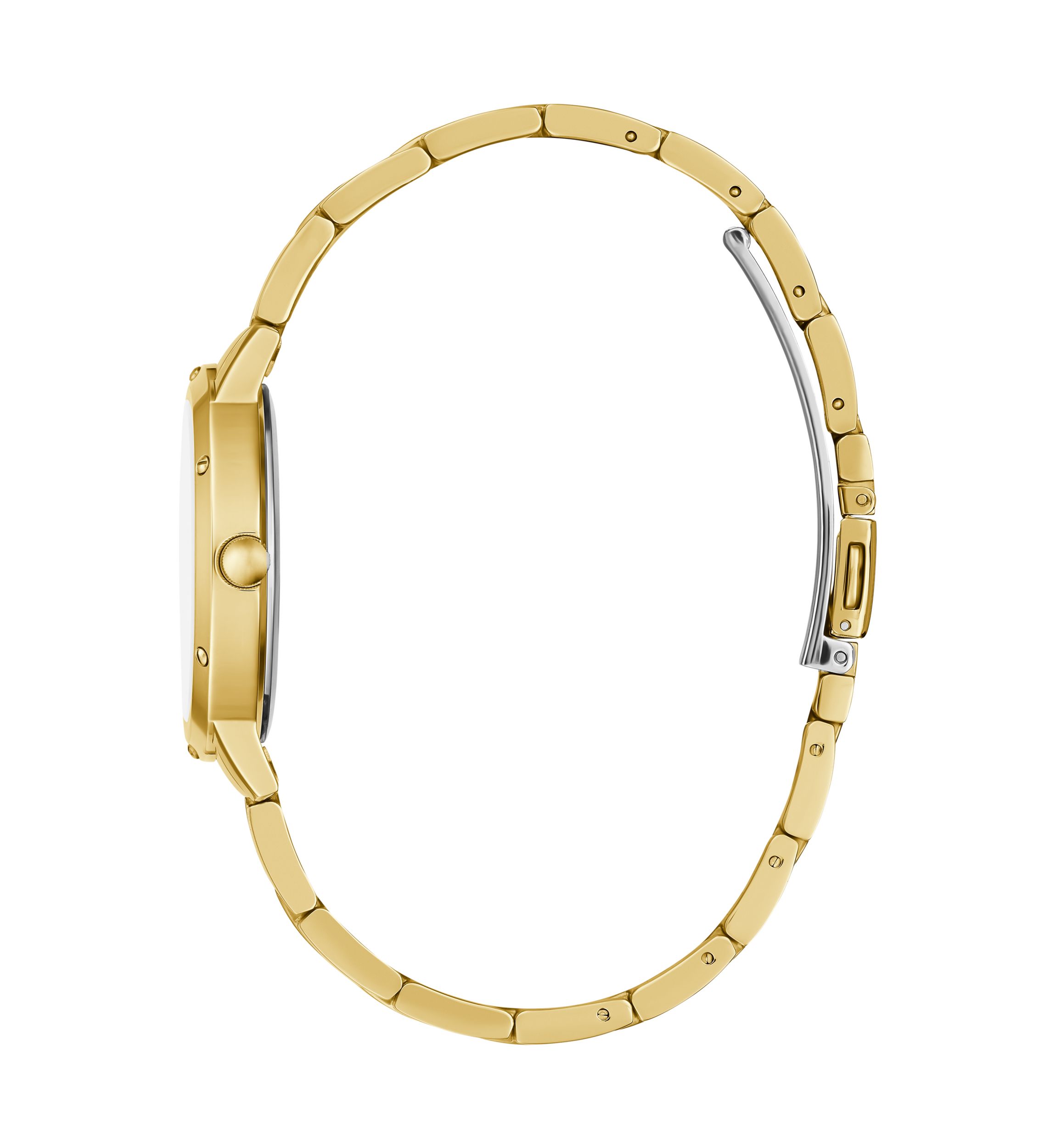 Gold Tone Blue Face Analog Watch