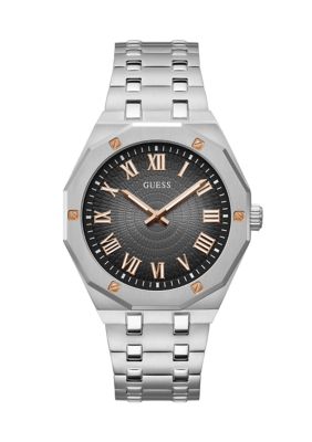 Guess Men's Silver Case Stainless Steel Watch