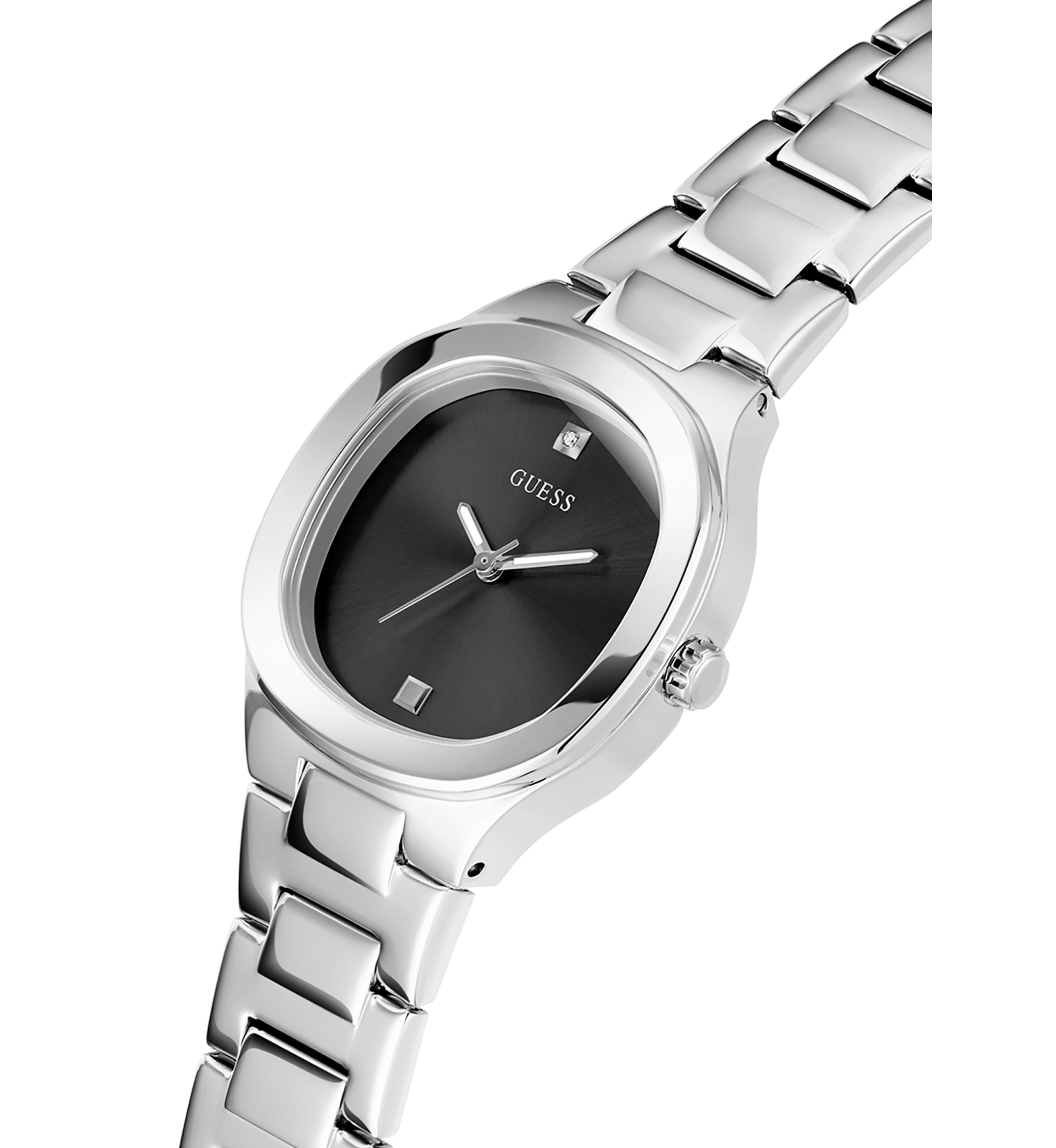 Silver Tone Case Stainless Steel Watch