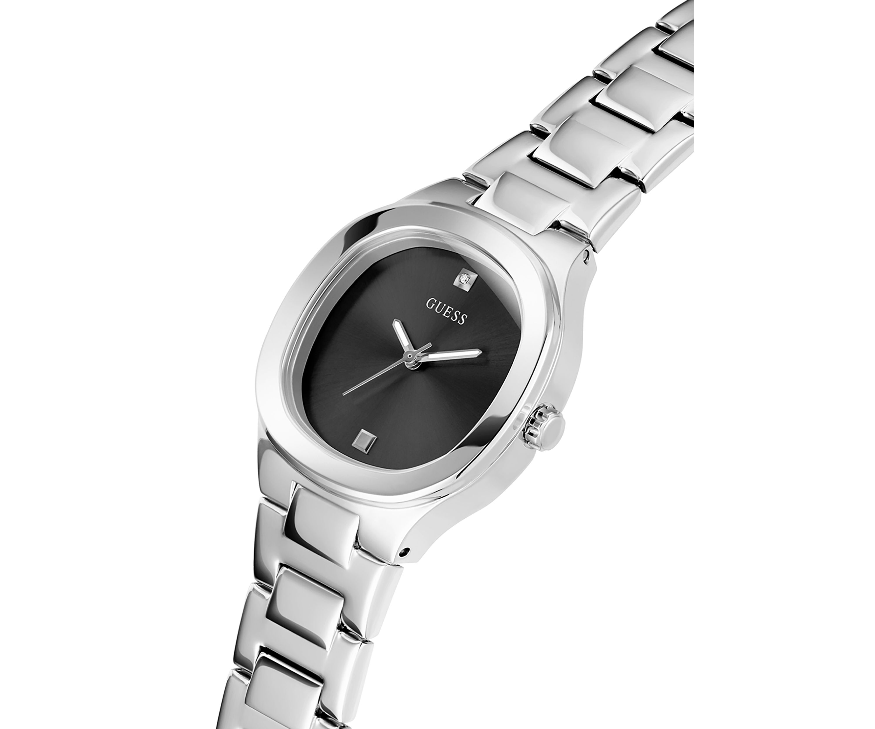 Silver Tone Case Stainless Steel Watch