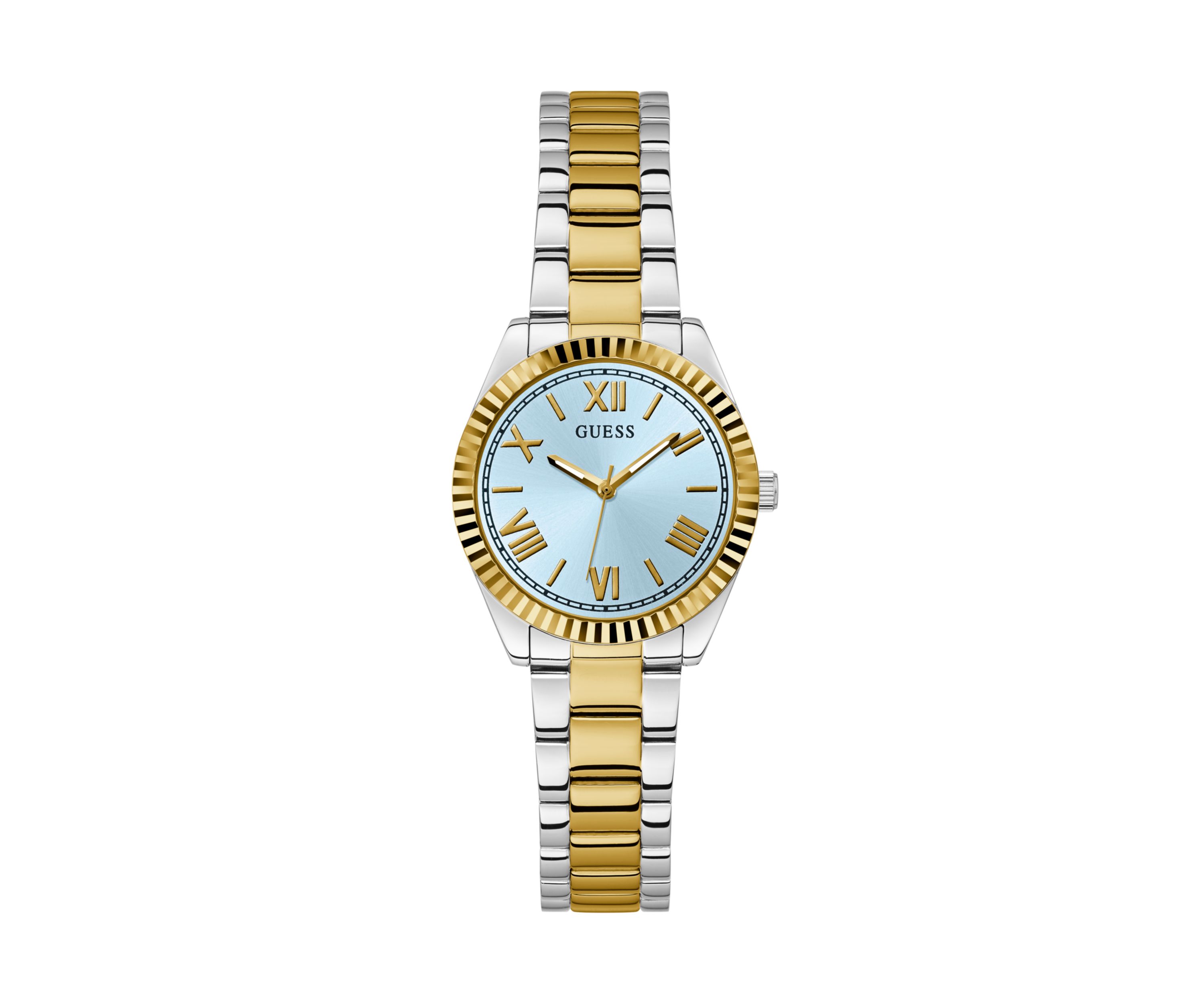 Two Tone Slim Blue Dial Watch