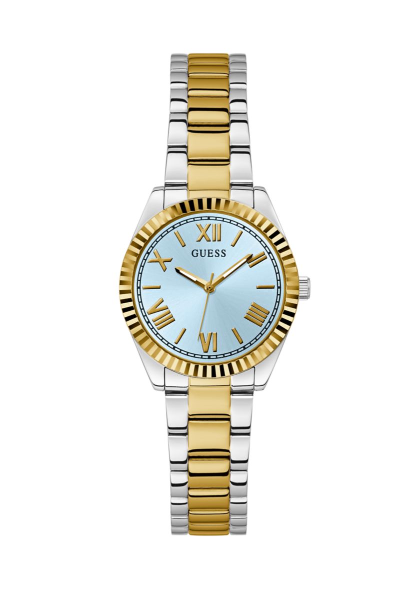 Two Tone Slim Blue Dial Watch