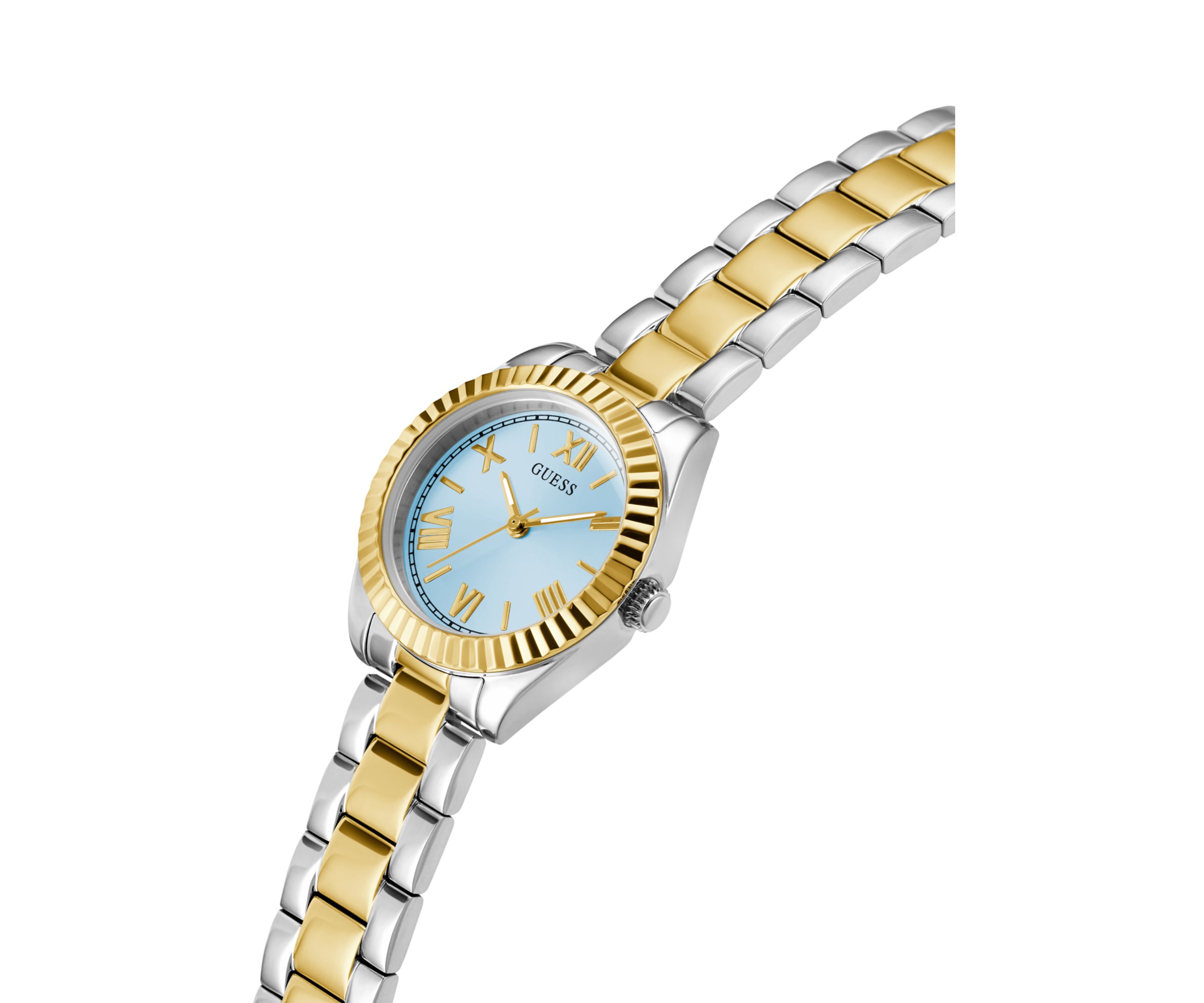 Two Tone Slim Blue Dial Watch