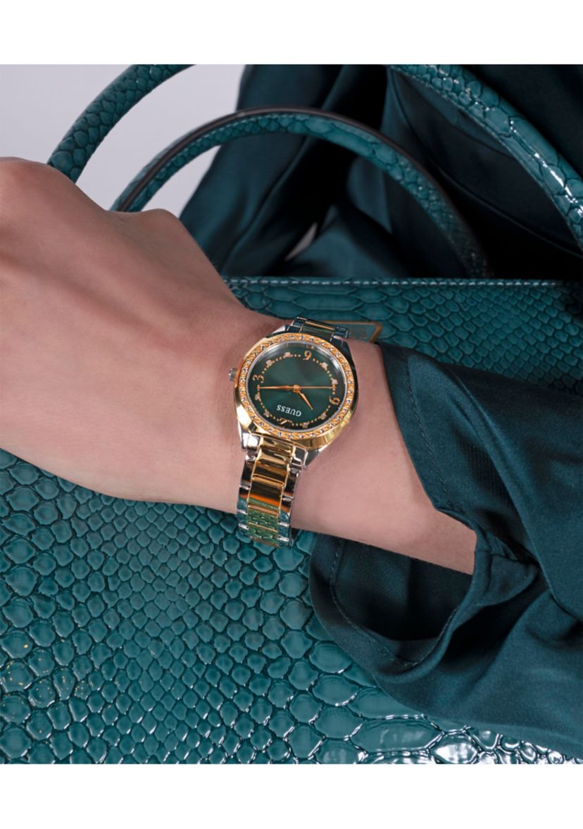 Two Tone Green Dial Watch