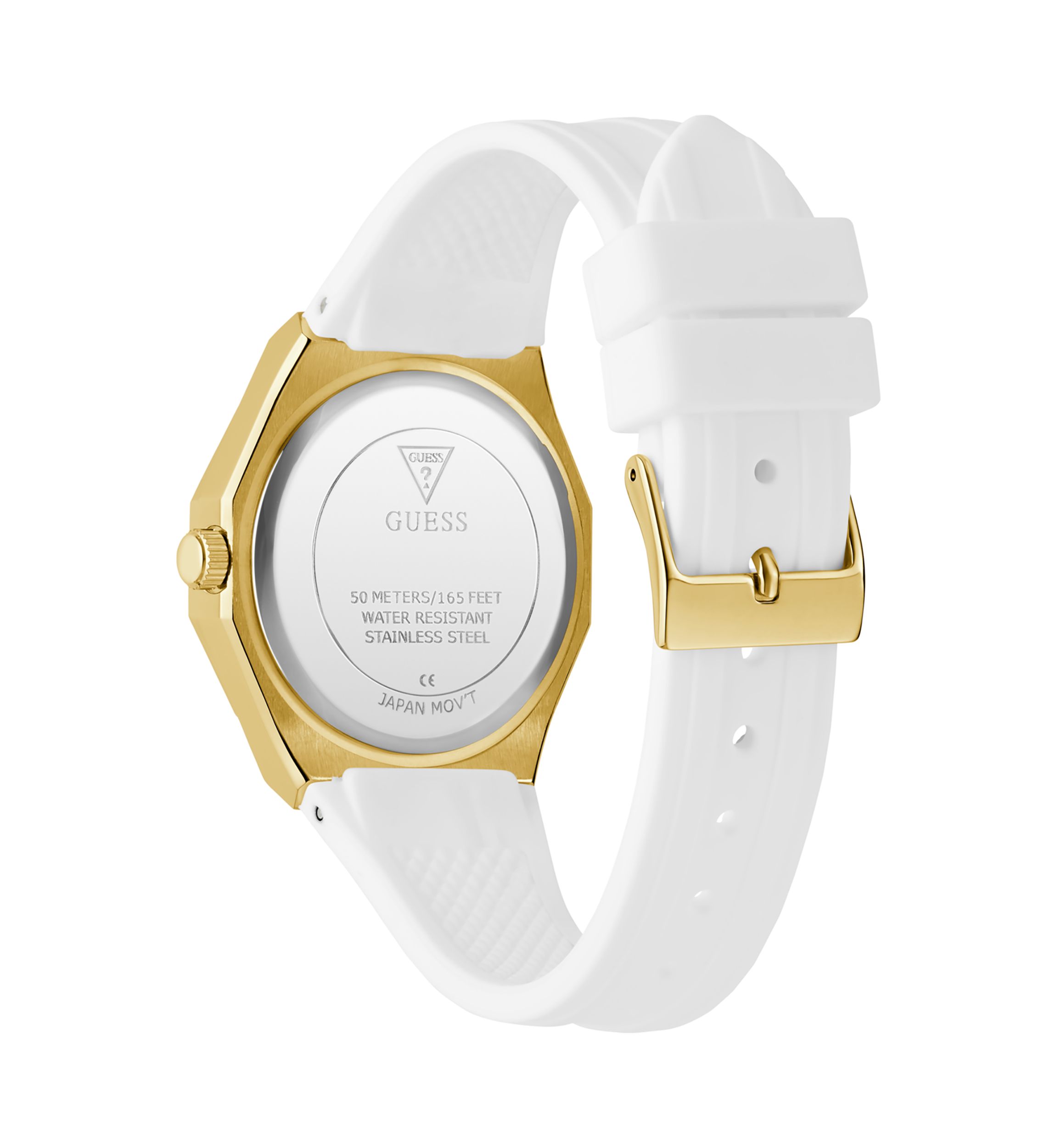 Gold Tone White Rubber Band Analog Watch