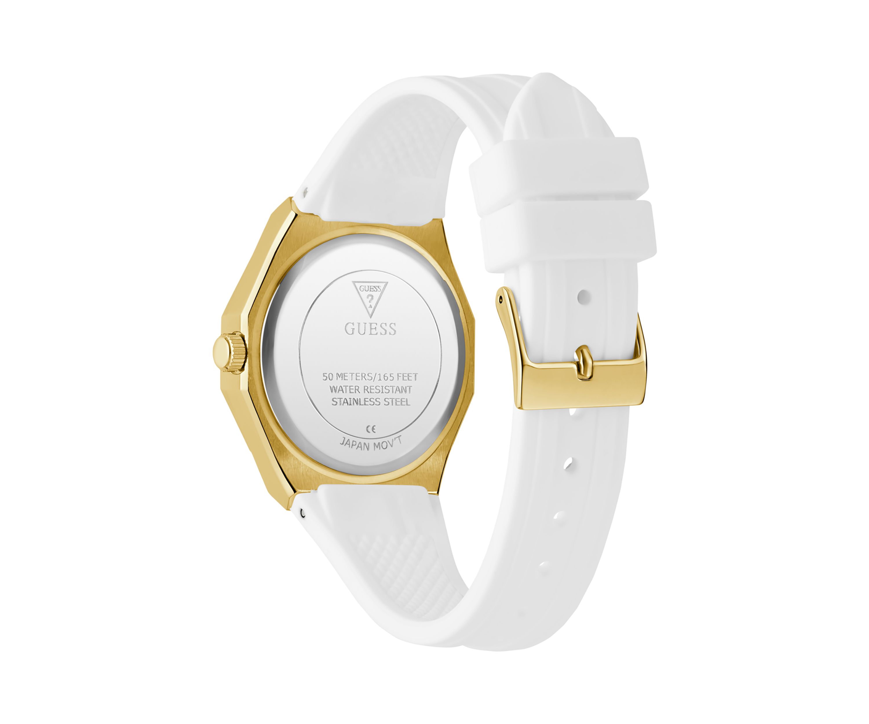 Gold Tone White Rubber Band Analog Watch