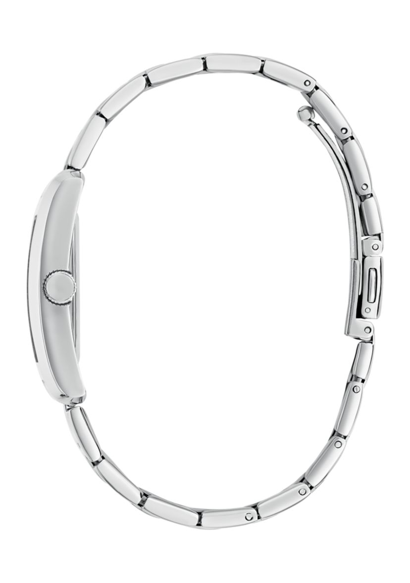 Silver Tone Blue Rectangle Face Watch