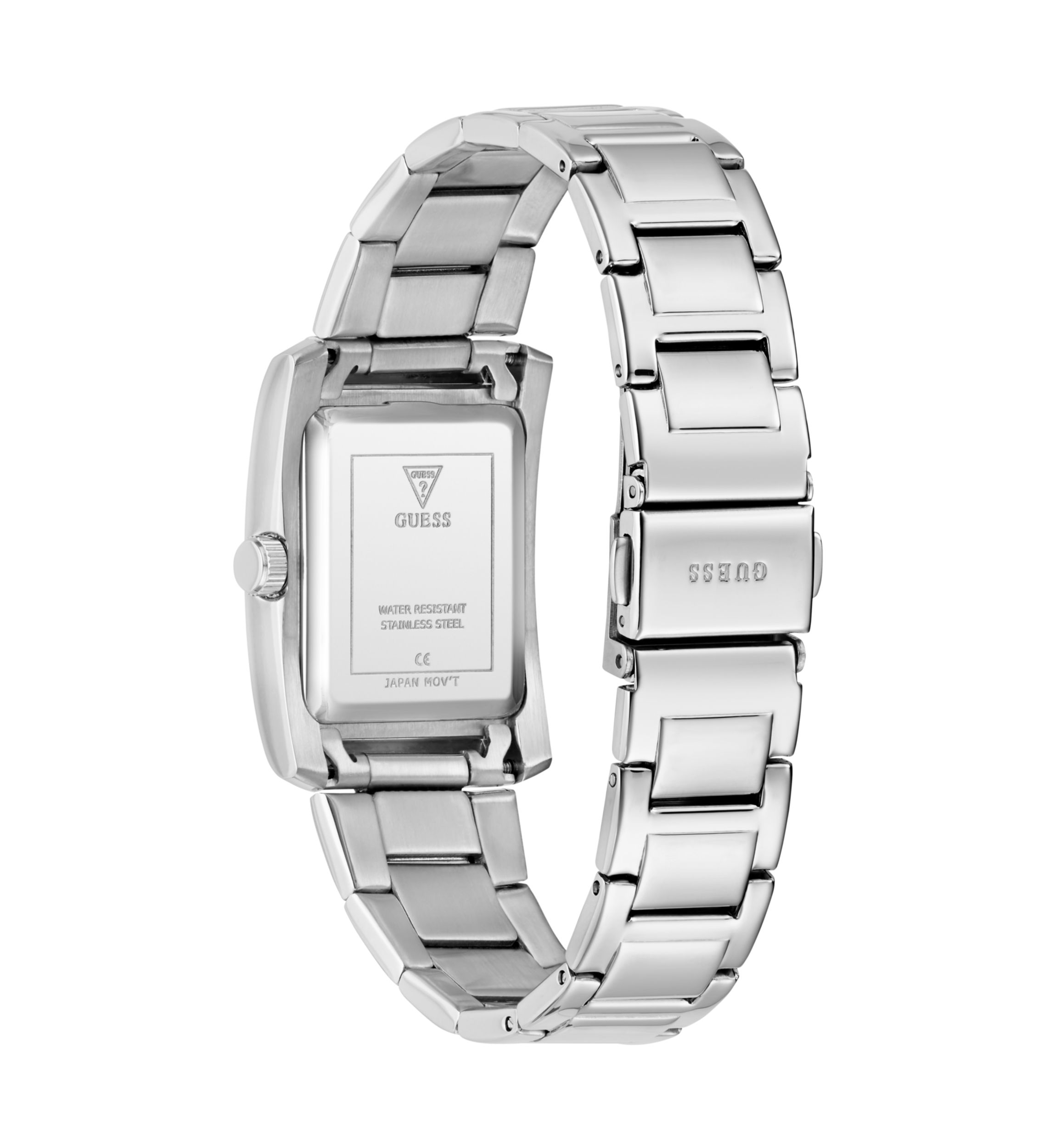 Silver Tone Blue Rectangle Face Watch