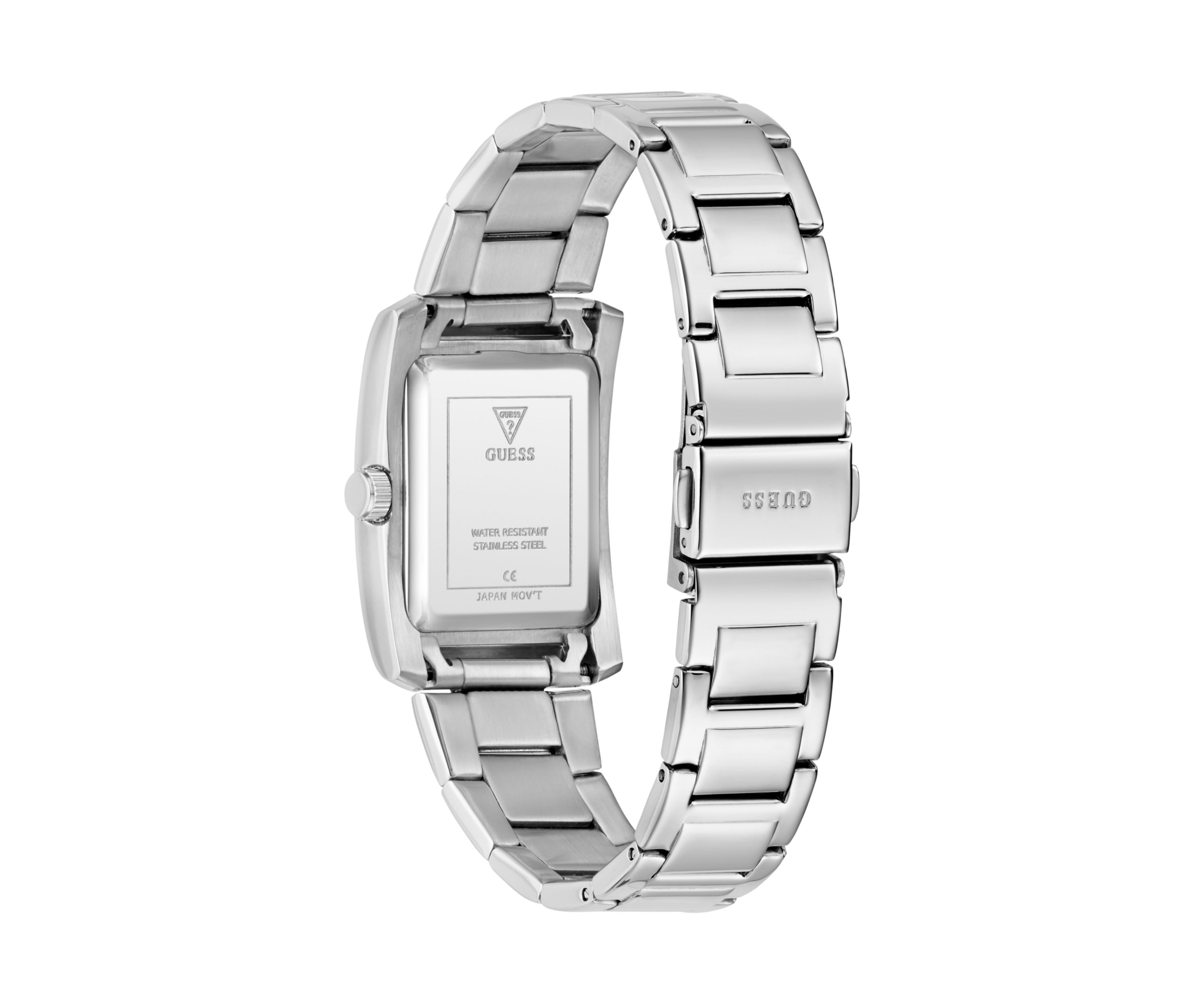 Silver Tone Blue Rectangle Face Watch