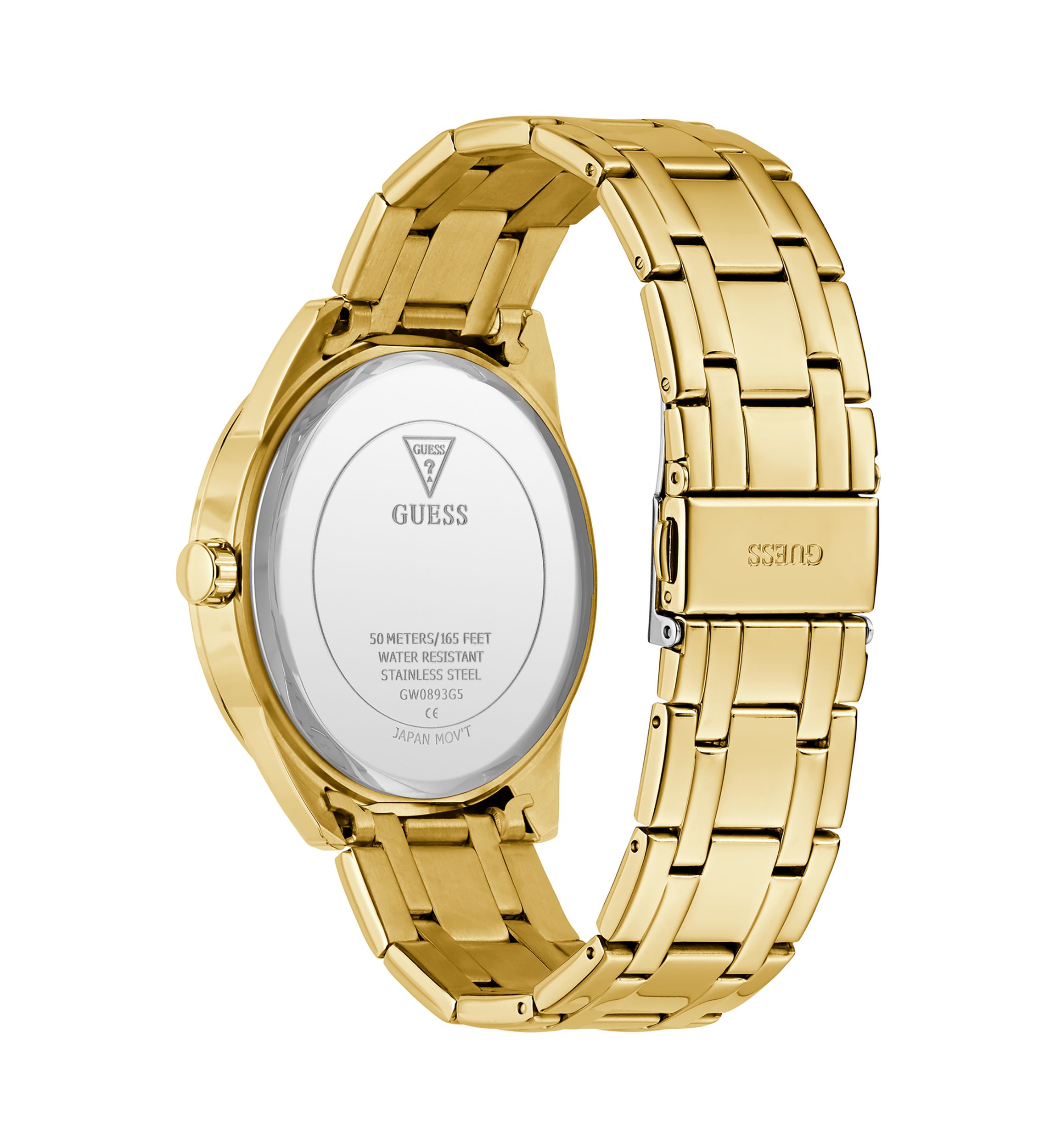Gold Tone Blue Face Analog Watch