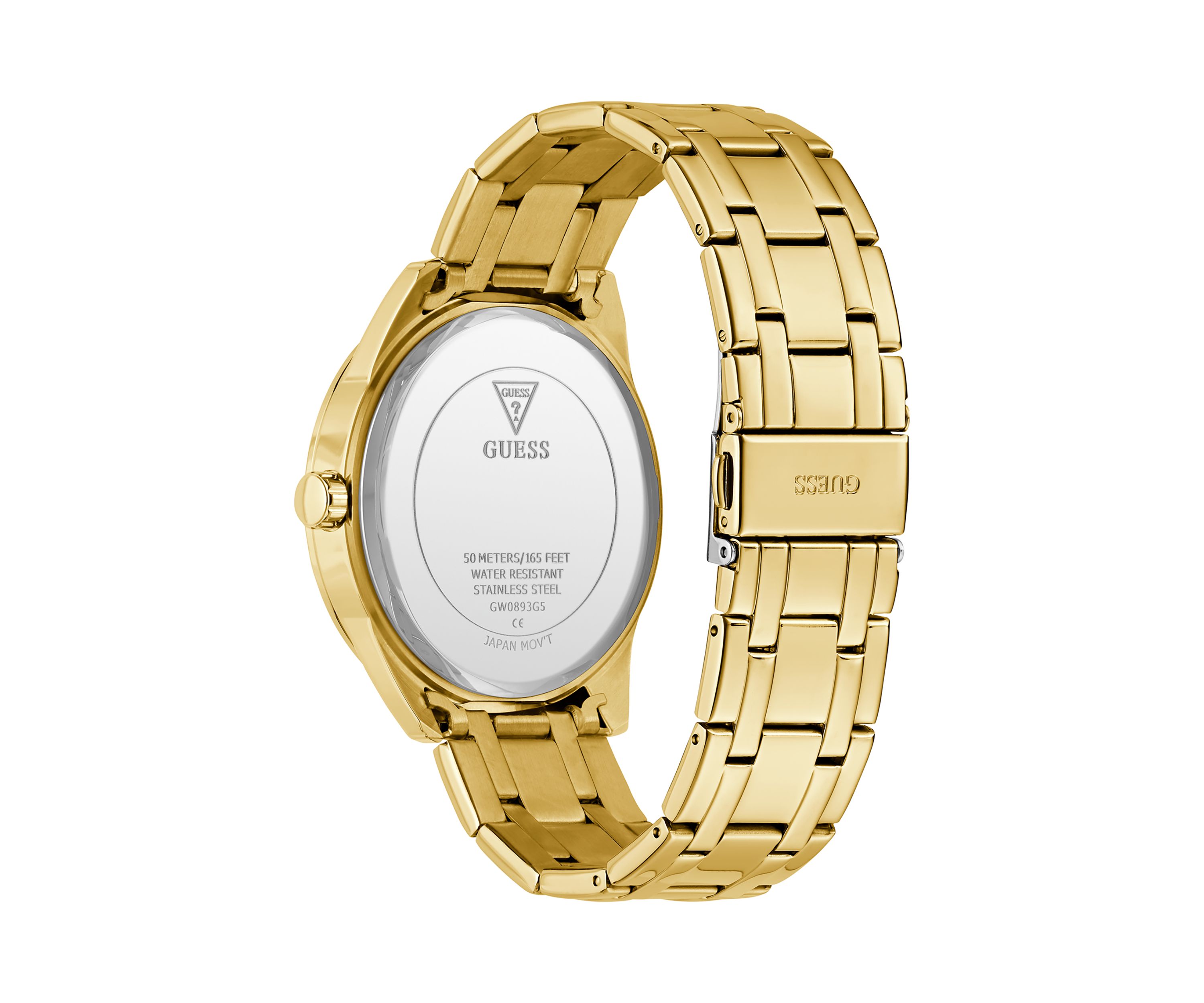 Gold Tone Blue Face Analog Watch