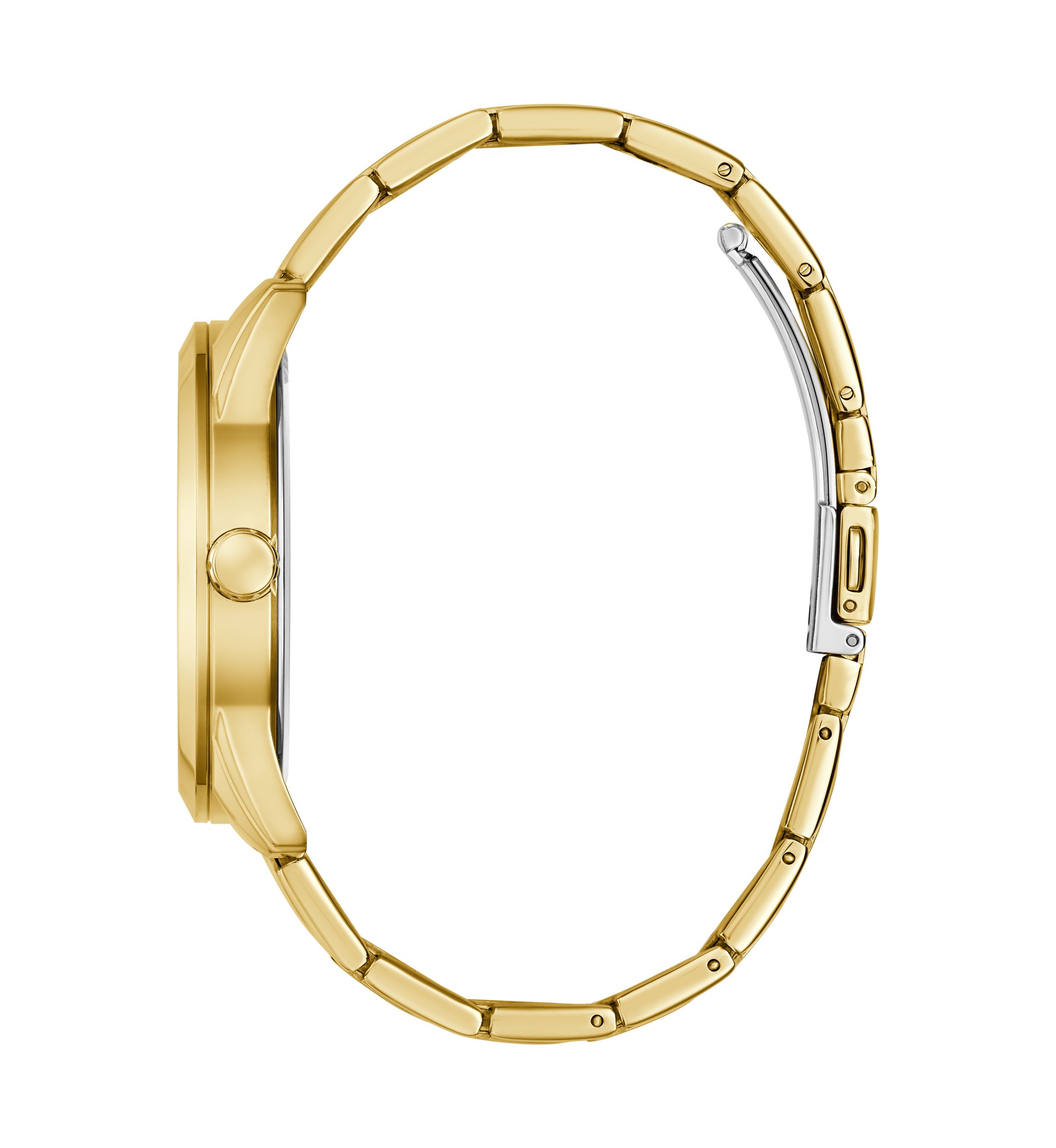 Gold Tone Blue Face Analog Watch
