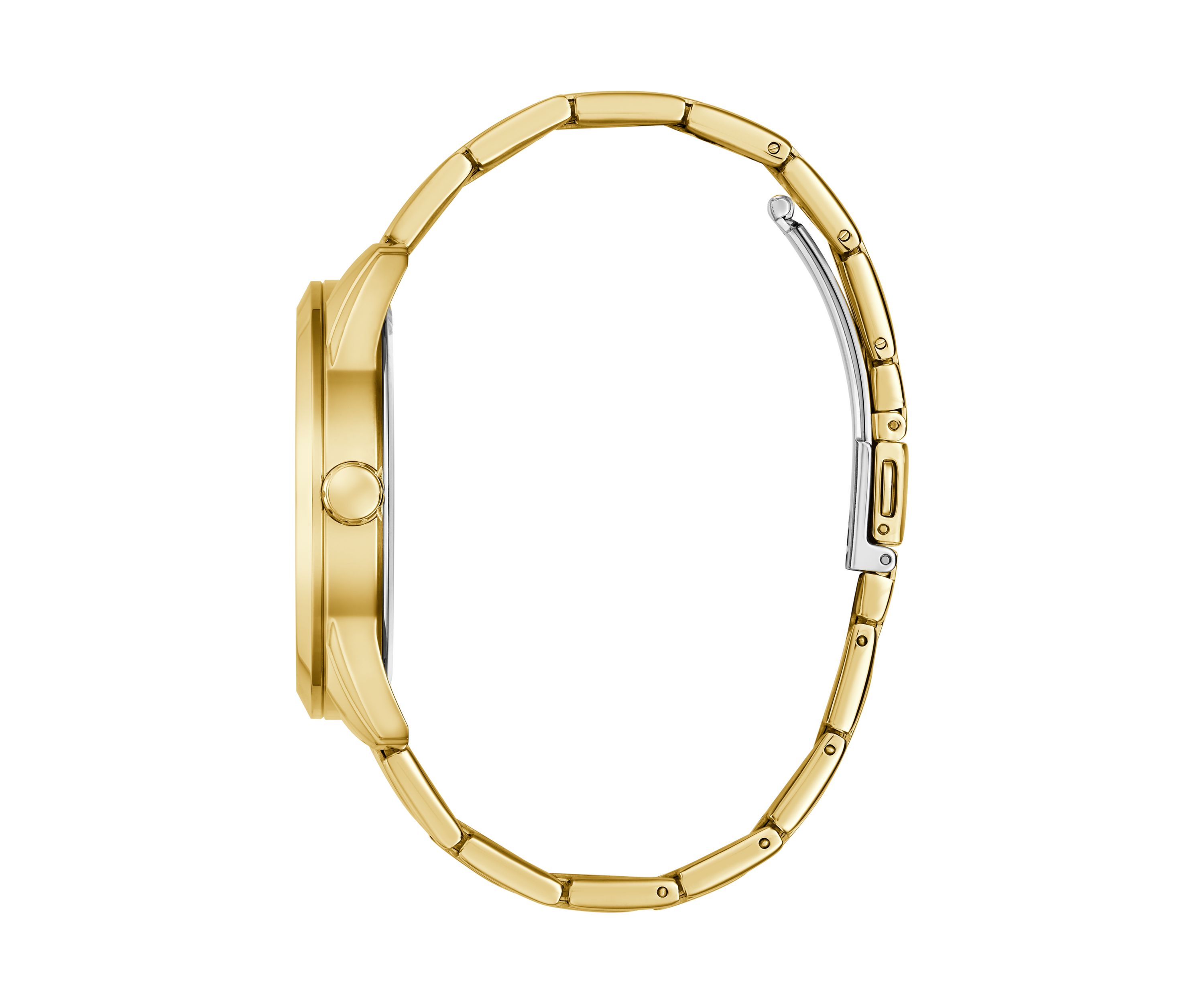 Gold Tone Blue Face Analog Watch