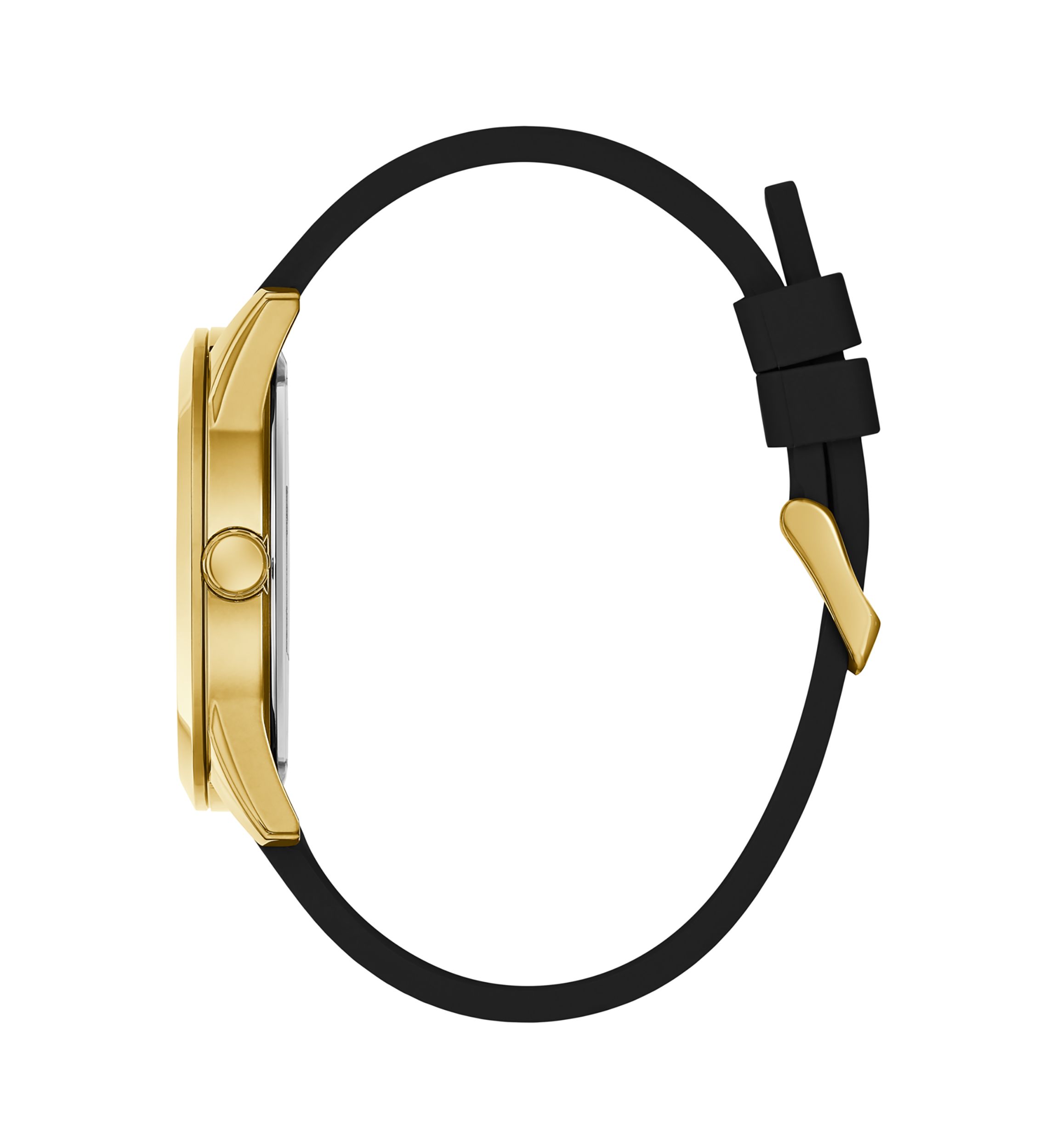 Gold Tone Black Silicone Strap Watch