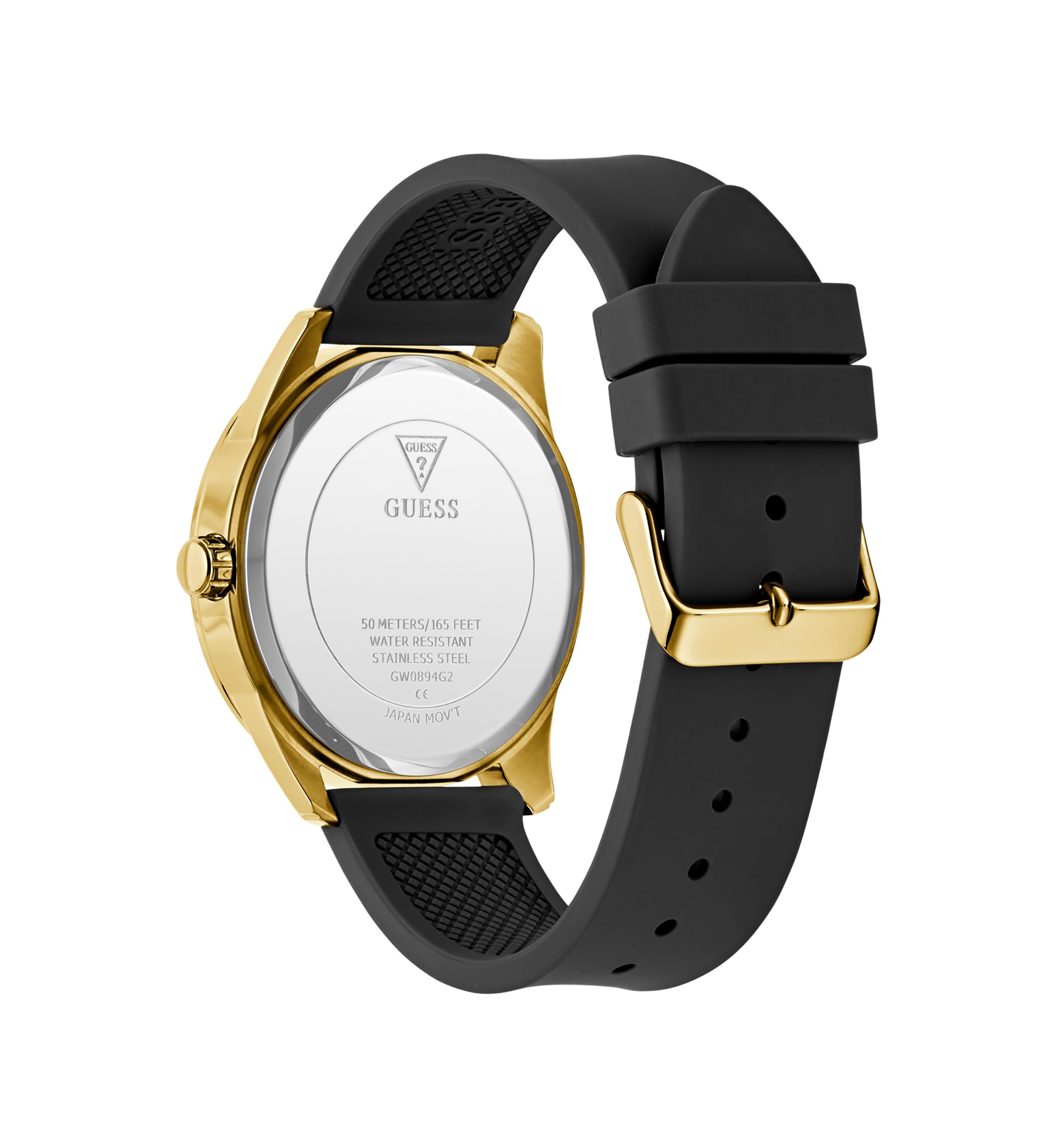 Gold Tone Black Silicone Strap Watch