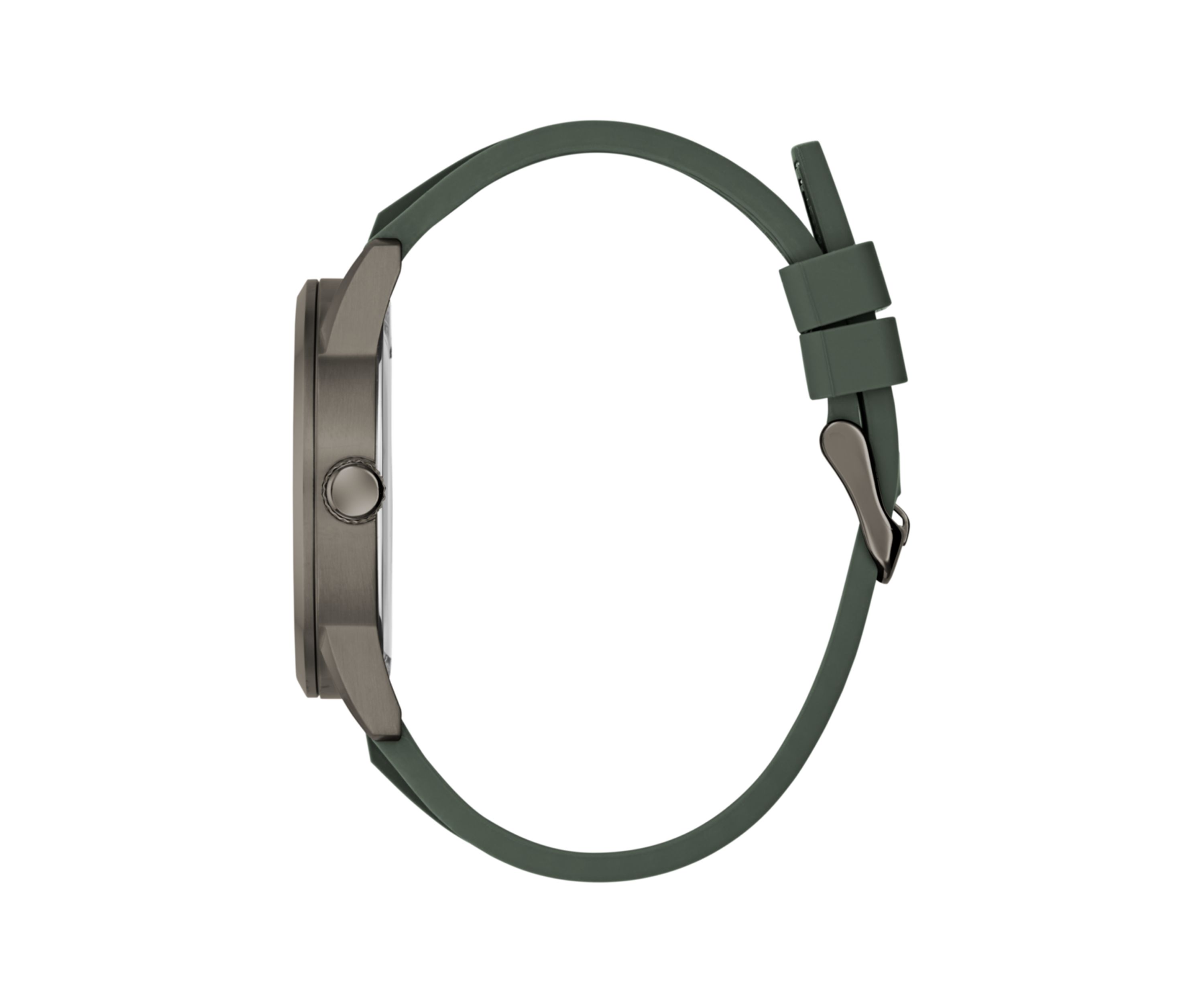 Dark Silver-Tone and Green Silicone Multifunction Watch