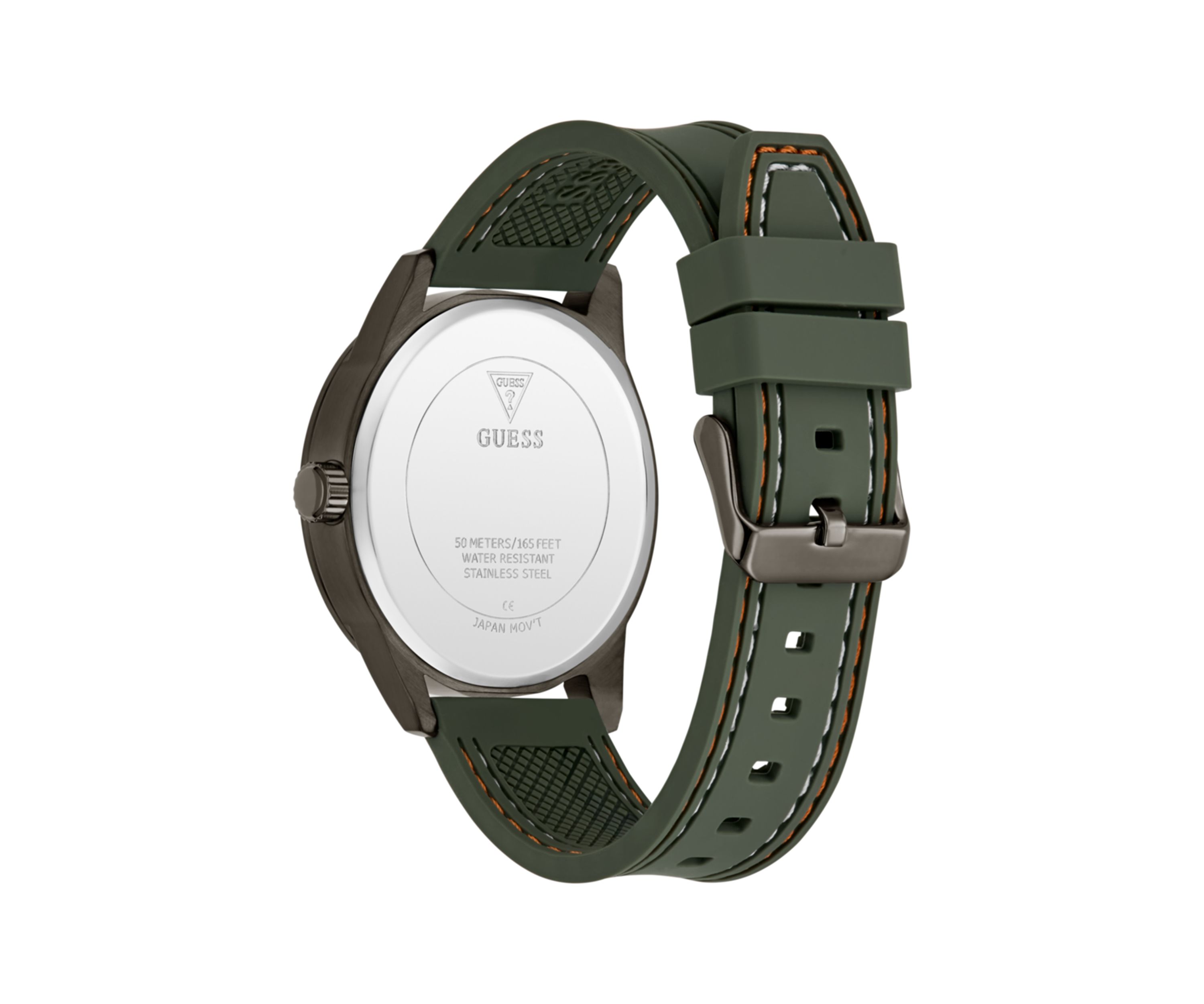 Dark Silver-Tone and Green Silicone Multifunction Watch