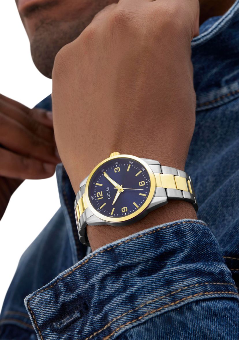 Two Tone Blue Dial Watch