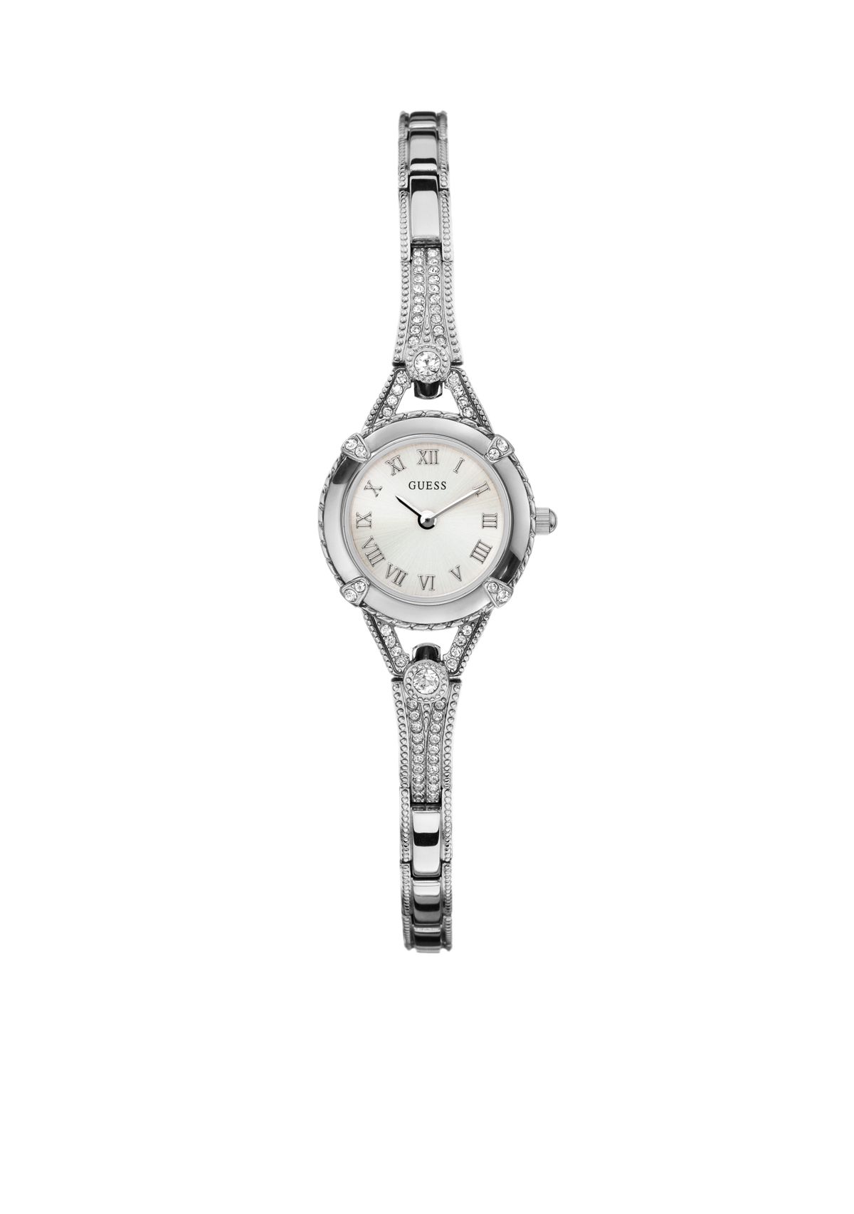 Womens Feminine Silver-Tone Bracelet Watch